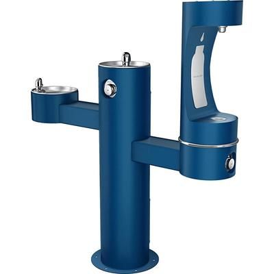 Elkay LK4430BF1LBLU Outdoor Bottle Filling Station w/ 2 Drinking Fountains - 52 1/8"H, Non Refrigerated, Blue
