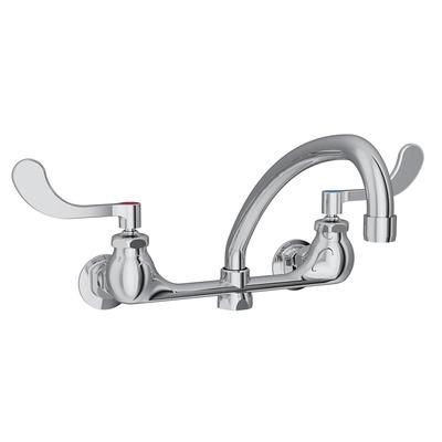 Elkay LK940AT10T4H Splash Mount Faucet w/ 10" Arched Swing Spout & 4" Wrist Blade Handles - 8" Centers, Chrome