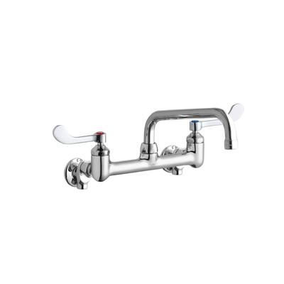 Elkay LK940TS08T4S Splash Mount Faucet w/ 10" Arched Swing Spout & 4" Wrist Blade Handles - 8" Centers, Chrome