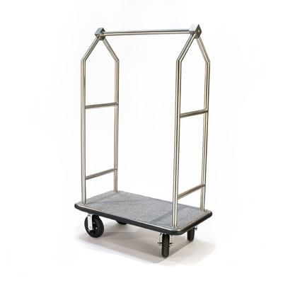 CSL 2699BK-010-GRY Upright Hotel Luggage Cart w/ Gray Carpet, Stainless, Silver