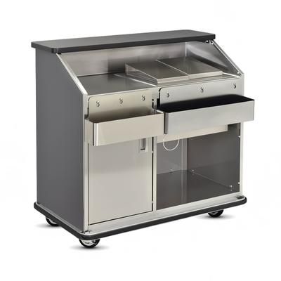 FWE CB-4 L2 48"L Conventional Portable Bar, Stainless Interior, Buka Bark, Brown