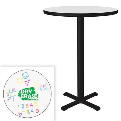 Correll BXB24DER-80-09-09 24" Round Bar Height Table - Dry Erase Markerboard Top, Cast Iron Base, Black