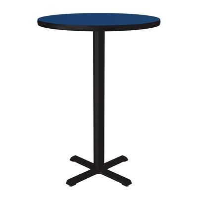 Correll BXB30R-37-09-09 30" Round Bar Height Table - Blue Laminate Top, Cast Iron Base