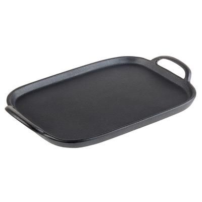 Tablecraft 10047 Melamine Serving Tray w/ Handles - 12 1/4" x 8", Faux Cast Iron, Black