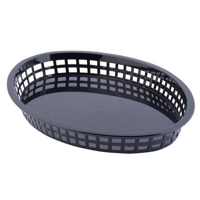 Tablecraft 1086BK Texas Platter Basket - 12 3/4 x 9 1/2 x 1 1/2, Polypropylene, Oval, Black