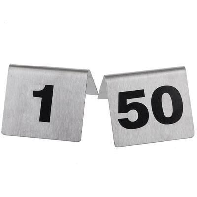 Tablecraft T150 Tabletop Number Cards - 1 50, 2" x 2 1/2", Stainless Steel/Black