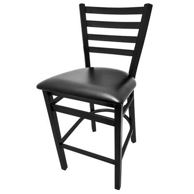 Oak Street SL3301 BLK Extra Large Commercial Bar Stool w/ Metal Ladder Back & Black Vinyl Seat, Black