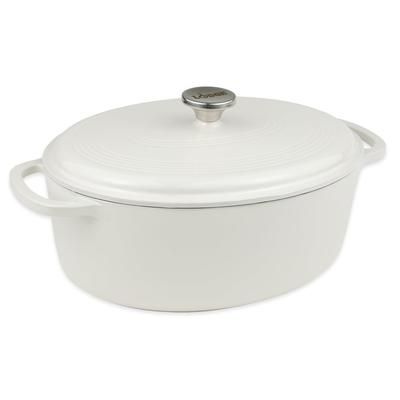 Lodge EC7OD13 7 qt Cast Iron Dutch Oven, Enamel, Oyster White