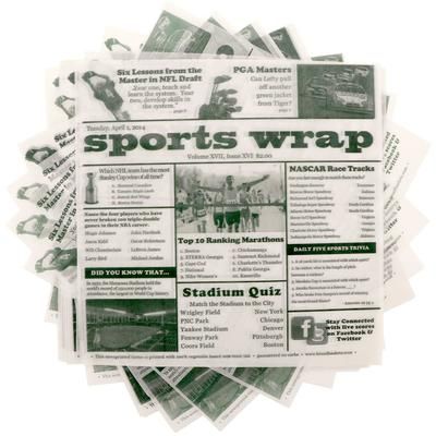 GET 4-TG1080 12" Square Basket Liner Paper - Sports Newsprint, White, Sport Newsprint, 12" x 12"