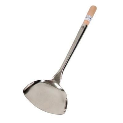 Town 33971 Stainless Wok Shovel - 19 1/2" x 4 1/4" x 4 3/4", Wood Handle, Steel, Stainless Steel