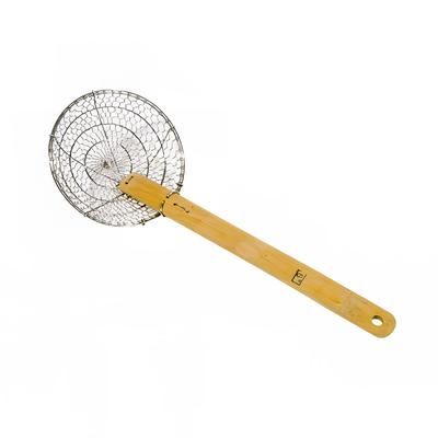 Town 42610 10" Diameter Mesh Skimmer, Bamboo Handle, Round, Stainless, Silver