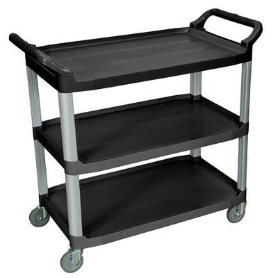 Luxor SC13-B 3 Level Polymer Utility Cart w/ 300 lb Capacity, Raised Ledges, Black