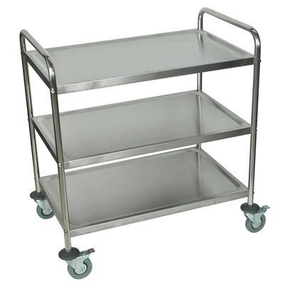 Luxor ST-3 3 Level Stainless Utility Cart w/ 200 lb Capacity, Raised Ledges, Silver