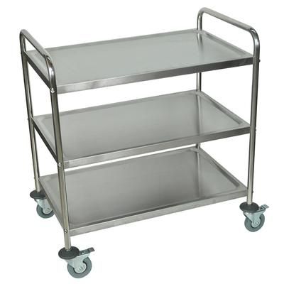 Luxor ST-3 3 Level Stainless Utility Cart w/ 200 lb Capacity, Raised Ledges, Silver