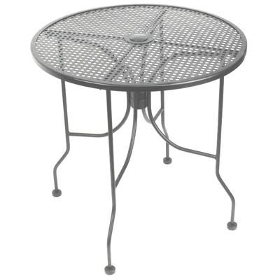 American Tables & Seating ALM30-GRY 30" Round Outdoor Table w/ Umbrella Hole - Aluminum, Dark Gray