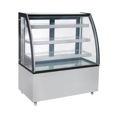 Omcan 44502 48" Full Service Bakery Display Case w/ Curved Glass - 4 Levels, 110v, Silver
