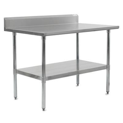 John Boos FBLGR5-4824 48" 18 ga Work Table w/ Undershelf & 430 Series Stainless Steel Top, 5" Backsplash, Stainless Steel Top