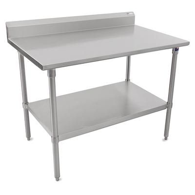 John Boos ST6R5-2496SSK-X 96" 16 ga Work Table w/ Undershelf & 300 Series Stainless Steel Top, 5" Backsplash, 16-Ga. Stainless Steel Top, Stainless Steel Undershelf