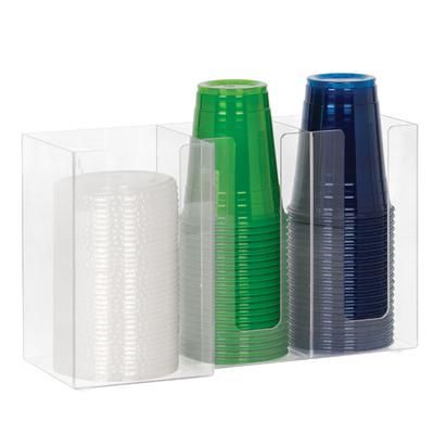 Dispense-Rite CTHL-3 Cup & Lid Organizer, 3 Compartment, All Cup Types, Clear