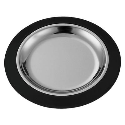 Service Ideas RT10BLC 10" Round Complete Platter Set w/ Stainless Insert, Black, Silver