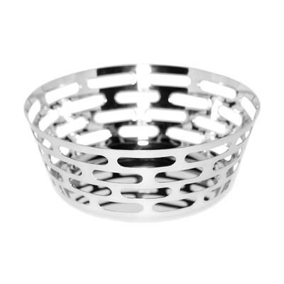 Service Ideas SM-64 9" Round Bread Basket, Stainless Steel w/ Mirror Finish