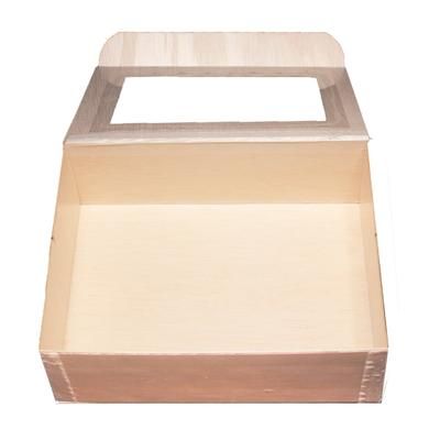 VerTerra WB-CB-6X8 Collapsible To Go Box w/ Attached Window Lid - 6" x 8" x 3", Balsa Wood/Rice Paper, Beige