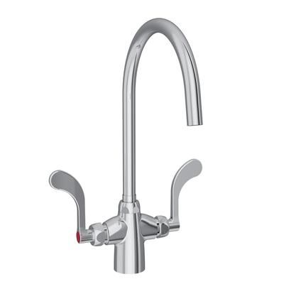 Elkay LK500GN08T4 Deck Mount Double Pantry Faucet w/ 8" Gooseneck Swing Spout & 4" Wrist Blade Handles, Silver