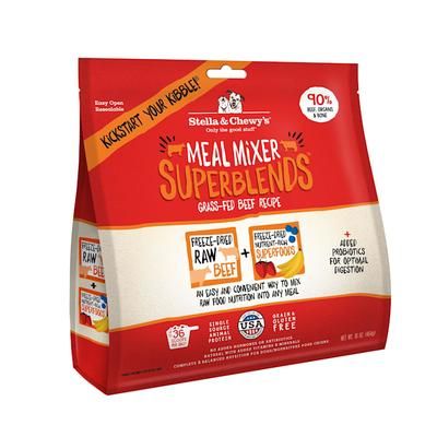 Freeze Dried Raw Grass-Fed Beef Meal Mixers SuperBlends Dry Dog Food Topper, 16 oz.