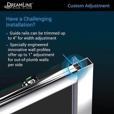 Dreamline DreamLine Infinity-Z 30 inch D x 60 inch W x 74 3/4 inch H Semi-Frameless Sliding Clear Shower Door in Chrome with Center Drain Biscuit Shower Base Kit DL-6970C-22-01