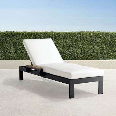 Calhoun Aluminum Chaise in Matte Black Aluminum - Standard, Resort Stripe Leaf - Frontgate