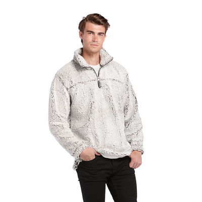 Burnside B3050 1/4 Zip Sherpa Pullover Jacket in Frosty Grey size Large