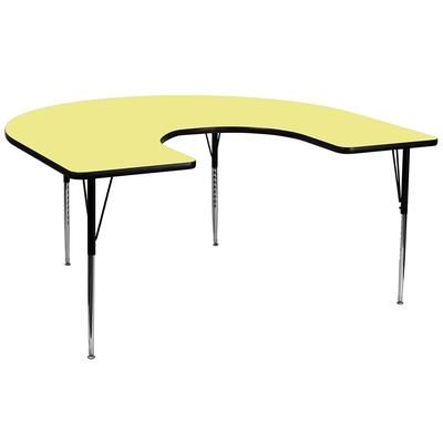 Flash Furniture XU-A6066-HRSE-YEL-T-A-GG Horseshoe Shaped Activity Table - 66"L x 60"W, Laminate Top, Yellow