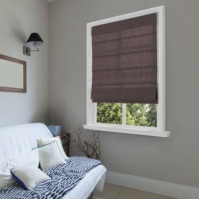 Wide Width Cordless Light Filtering Fabric Roman Shades by Whole Space Industries in Coffee (Size 33" W 64" L)