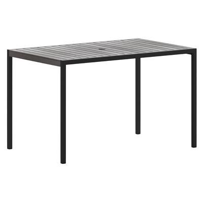 Flash Furniture XU-DG-UH3048-GY-GG Rectangular Outdoor Dining Table w/ Umbrella Holder - Steel, Gray