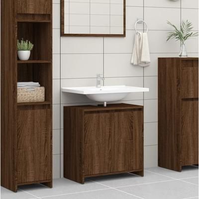 vidaXL Armadietto Bagno Rovere Marrone 60x33x61cm Legno Ingegnerizzato