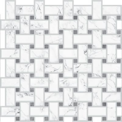 Peel And Stick Sticktiles by RoomMates in Basketweave Carrara Marble