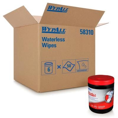 Kimberly-Clark 58310 WypAll Waterless Disposable Cleaning Wipes - 9 1/2" x 12" Sheets, Orange Citrus Scent, 50 Wipes/Canister, Case of 400