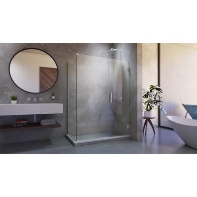 Dreamline DreamLine Unidoor Plus 56 1/2 inch W x 34 3/8 inch D x 72 inch H Frameless Hinged Shower Enclosure in Brushed Nickel SHEN-24565340-04