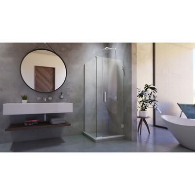 Dreamline DreamLine Unidoor Plus 30 1/2 inch W x 34 3/8 inch D x 72 inch H Frameless Hinged Shower Enclosure in Brushed Nickel SHEN-24305340-04
