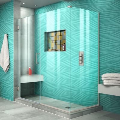 Dreamline DreamLine Unidoor Plus 56 1/2 inch W x 30 3/8 inch D x 72 inch H Frameless Hinged Shower Enclosure in Brushed Nickel SHEN-24565300-04