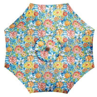 9' Tilt-and-Crank Umbrella by BrylaneHome in Poppy Blue 9 Foot Heavy Duty Fade-Resistant Tilting Shade