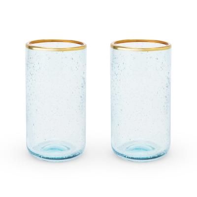 Aqua Bubble Glass Tumbler Set by Twine in Blue