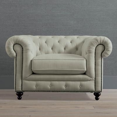 Logan Chesterfield Lounge Chair - Slate Velvet - Frontgate