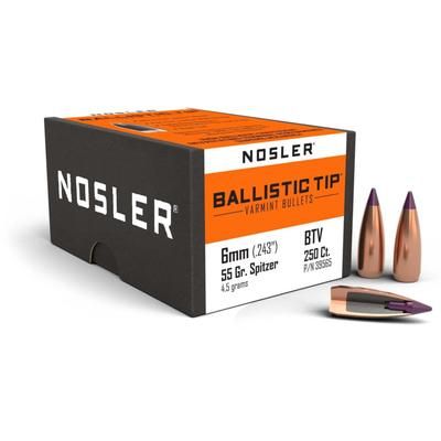 Nosler Ballistic Tip Varmint Rifle Bullet 6mm 55gr 250ct 39565