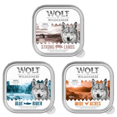 Wolf of Wilderness MINI Adult 24 x 150 g Alimento umido per cani - Mix: Pollo, Pesce, Maiale