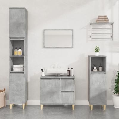 vidaXL Armadietto da Bagno Grigio Cemento 65x33x60cm Legno Multistrato