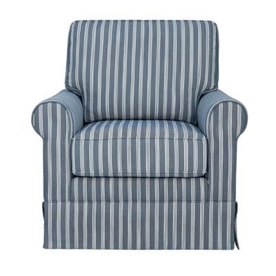 Riley Traditional Striped Upholstered Skirted Swivel Accent Chair - Jofran RILEY-SW-NAVY