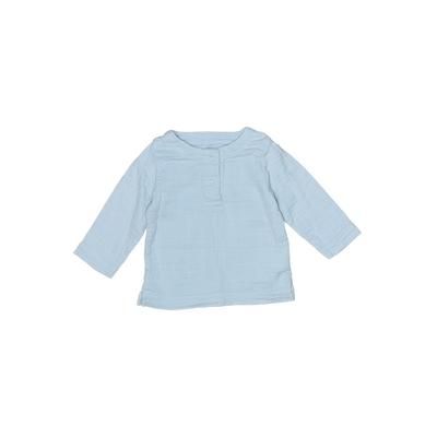 Aden + Anais Long Sleeve Henley Shirt: Blue Tops - Size 0-3 Month