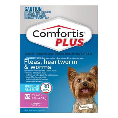 Comfortis Plus For Very Small Dogs 2.3-4.5 Kg (5 - 10lbs) Pink 12 Chews