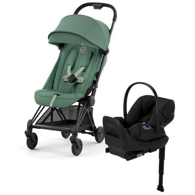 Cybex COYA Compact Stroller + Cloud G Lux SensorSafe Travel System Bundle - Matte Black / Leaf Green